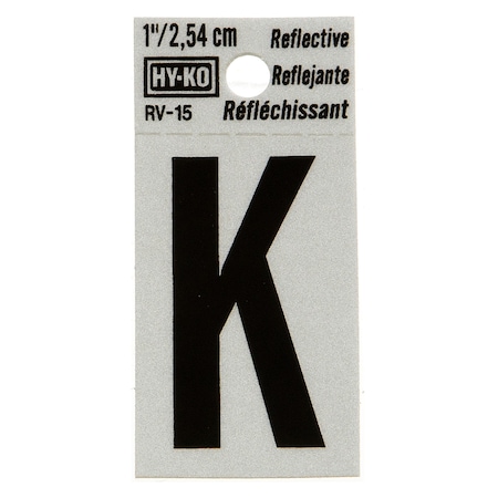 Hy-Ko 1.25In Reflective Letter K, 10PK B00384